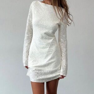 SHEIN White Floral Lace Long Sleeve Dress
